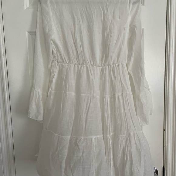 New White Embroidered Peasant Beach Summer Dress Size Small - Picture 2 of 8